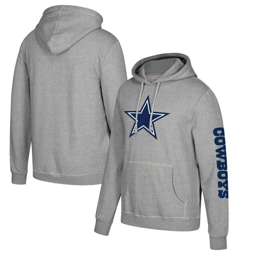 Dallas Cowboys Mitchell & Ness Classic Team Pullover Hoodie Heathered Gray,We sell and wholesale Dallas Cowboys Mitchell & Ness Classic Team Pullover Hoodie Heathered Gray on line form chian!